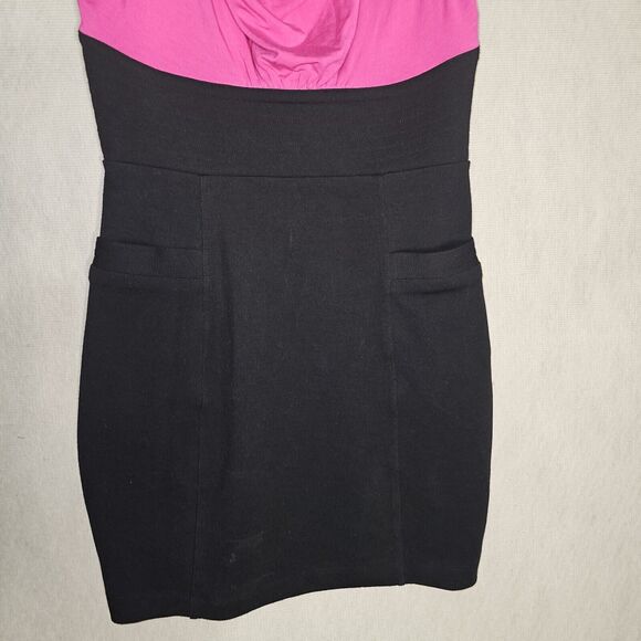 BEBE Mini Dress Womens Small Black And Pink With Sexy Cutout Back Straps. Zip Up - Picture 3 of 12